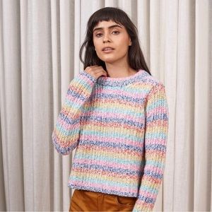 La Ligne Cherie Rainbow Stripe Wool Cashmere Blend Sweater